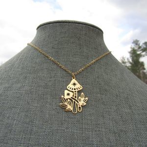 Celestial Stainless Steel Dainty Forest Witch Mushroom Necklace